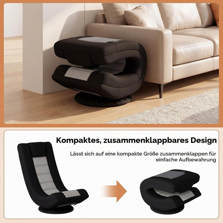 RELAX4LIFE Bodensessel Klappbar, Bodenstuhl mit 4-Fach Verstellbarer Rückenlehne, 360° drehbarem Soc