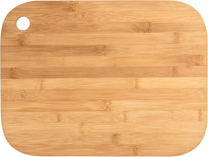 WENKO Schneidebrett Bambus M, beidseitig verwendbar, Brett mit Griffloch aus umweltfreundlichem, sch