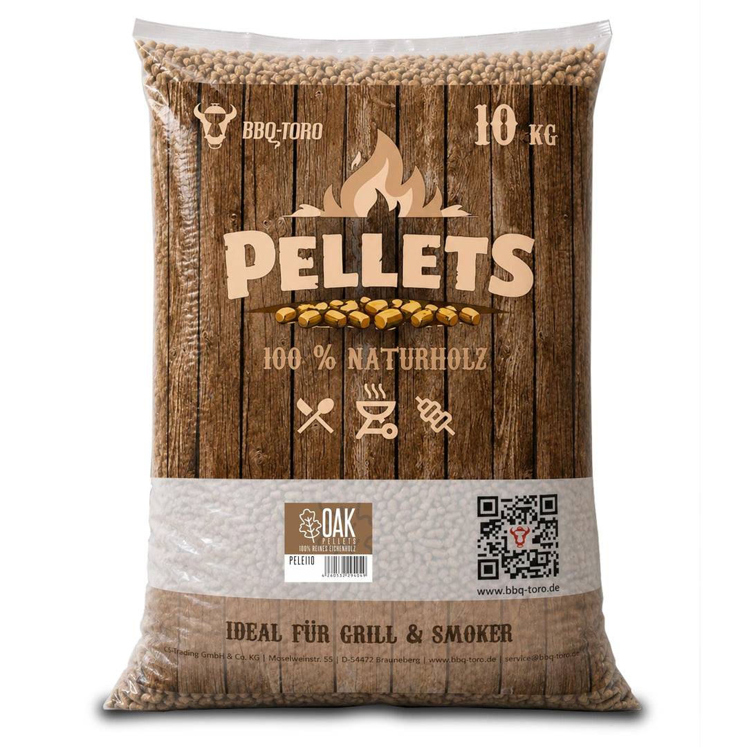 BBQ-Toro Grillpellets Eiche aus 100% Eichenholz | 10 kg | Eichenpellets für Grill, Smoker, Pellet-Pi