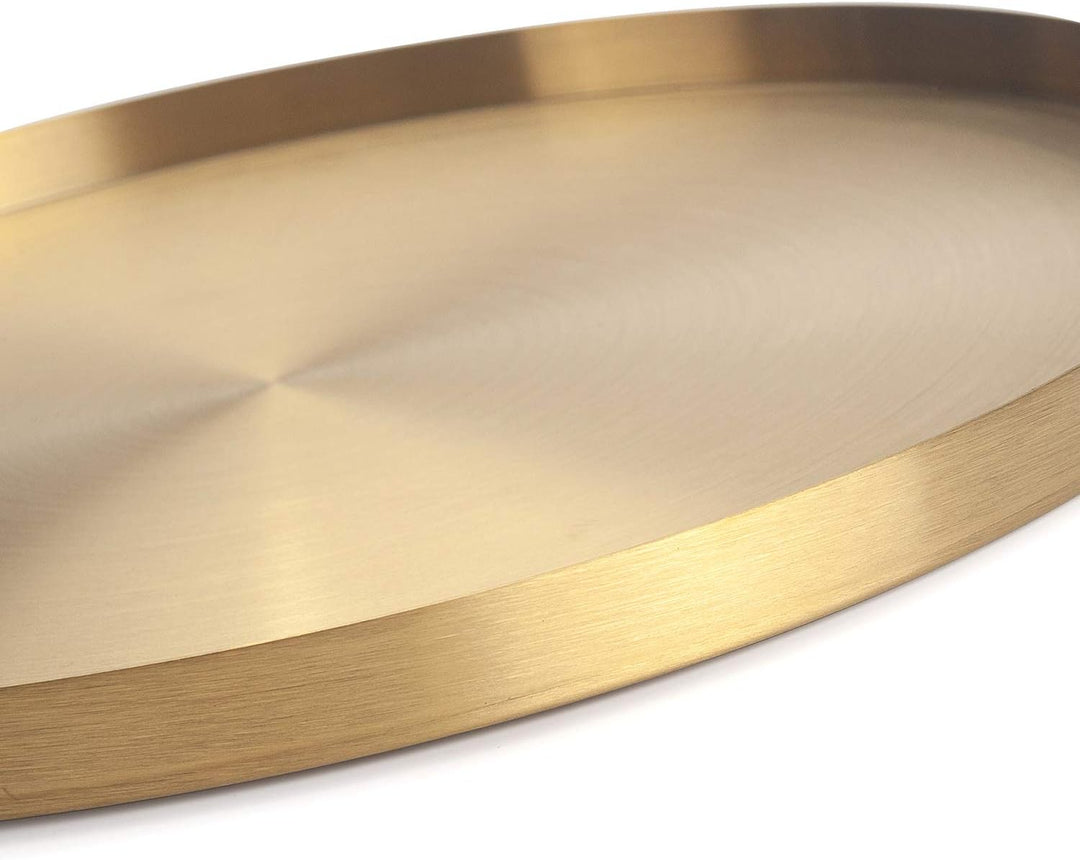 DOKOT Rundes Tablett aus Edelstahl Serviertablett Goldfarben Schmuck- und Make-up-Organizer/Kerzente