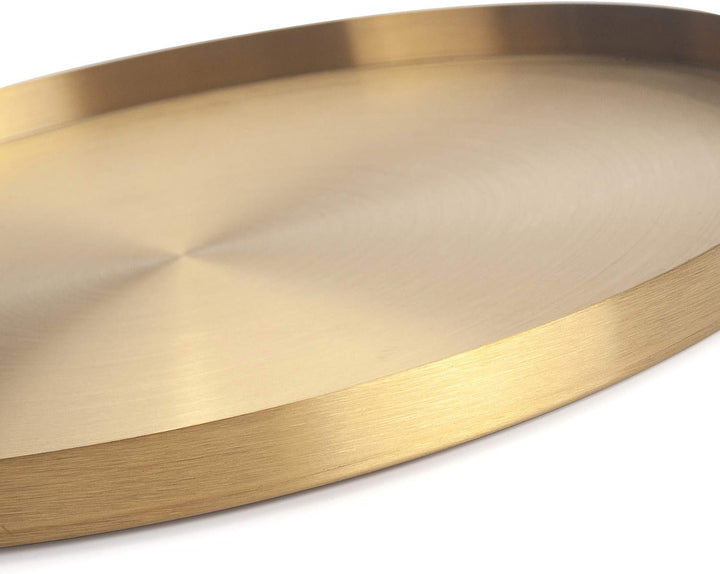 DOKOT Rundes Tablett aus Edelstahl Serviertablett Goldfarben Schmuck- und Make-up-Organizer/Kerzente