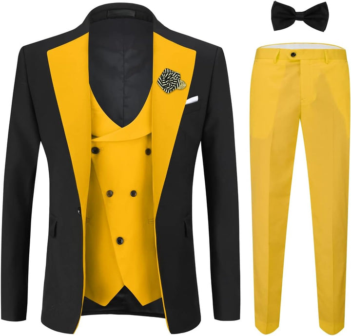 Sliktaa Herren 3 Teilig Anzüge Regular Fit Jacke Weste Hosenanzug für Business Sakko Hose Elastisch