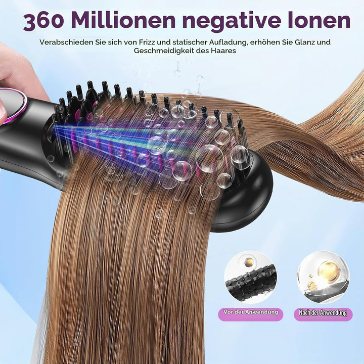 Glättbürste Keramik, Professioneller Glätteisen &amp; Haarbürste, Haarglätter Bürste 9 Temperaturen, Ion