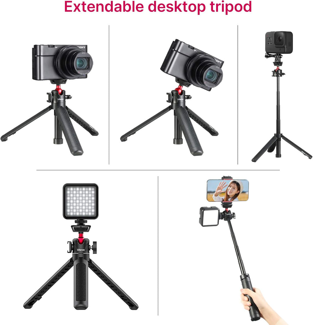 Mini Kamera Stativ, Desktop Vlogging Stativ mit 360° Kugelkopf 1/4 Schraube Cold Shoe Mount, Video S