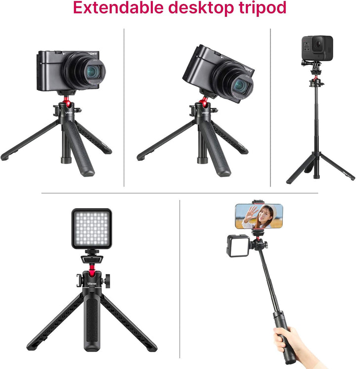 Mini Kamera Stativ, Desktop Vlogging Stativ mit 360° Kugelkopf 1/4 Schraube Cold Shoe Mount, Video S