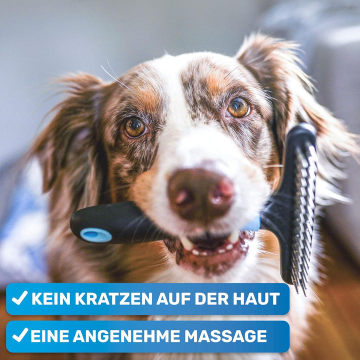 BluePet 2.0 Fellentwirrer Entfilzer für Langhaar Hunde &amp; Katzen I Hochwertiger Hundestriegel mit zwe