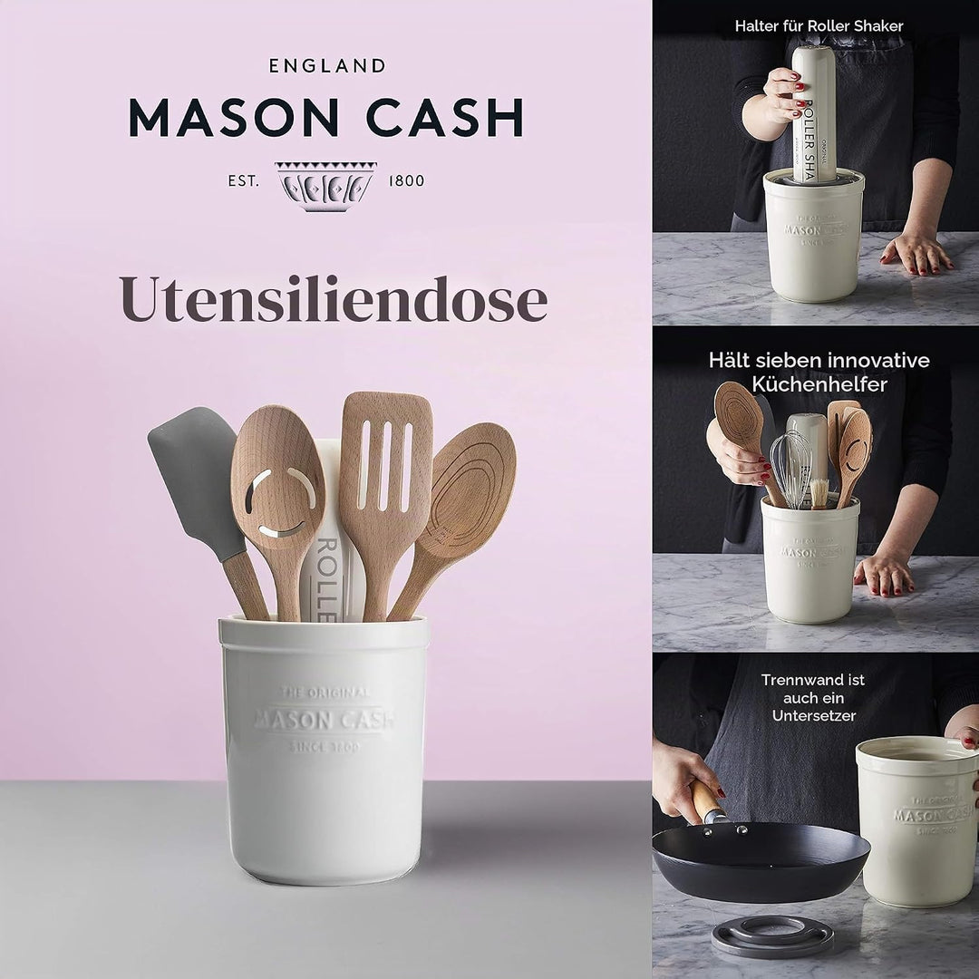 Mason Cash Innovative Küchenhelfer Topf und Untersetzer, Keramik, aus/weiss, 16 x 16 x 20 cm Utensil