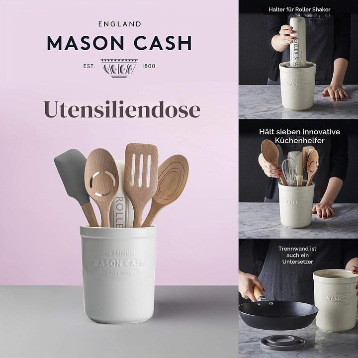 Mason Cash Innovative Küchenhelfer Topf und Untersetzer, Keramik, aus/weiss, 16 x 16 x 20 cm Utensil