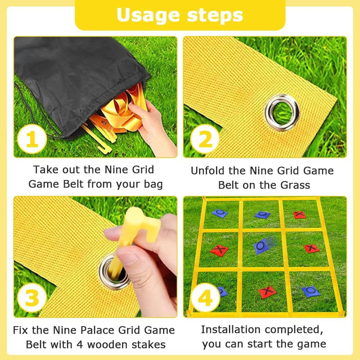Riesiges Tic Tac Toe, 1.2m Tic Tac Toe Sackwerfen Spiel mit 10 Cornhole Säckchen, Outdoor Spielset H
