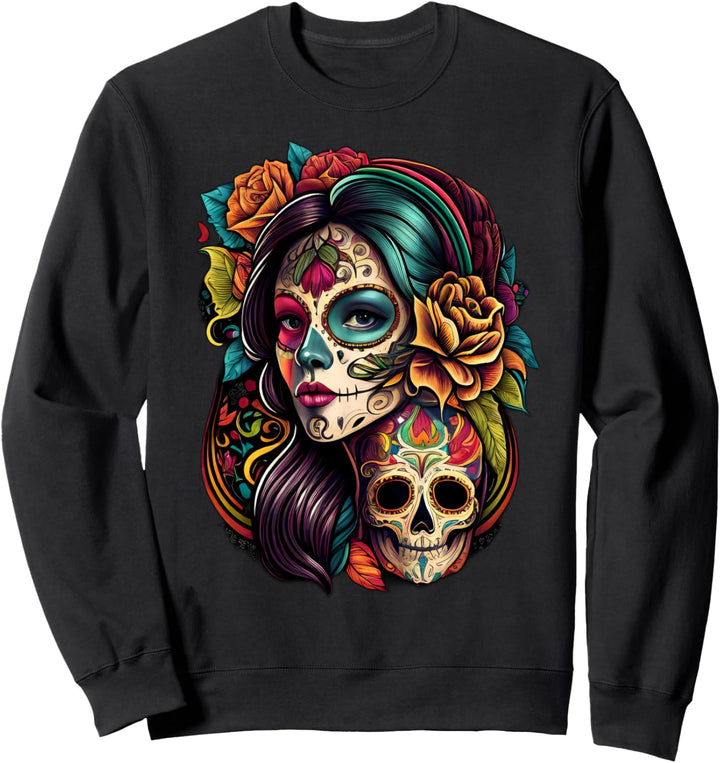 Catrina Calavera Schädel Dame Skelett Sweatshirt