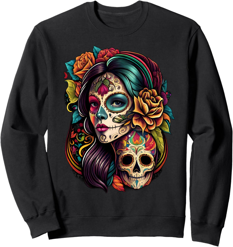 Catrina Calavera Schädel Dame Skelett Sweatshirt