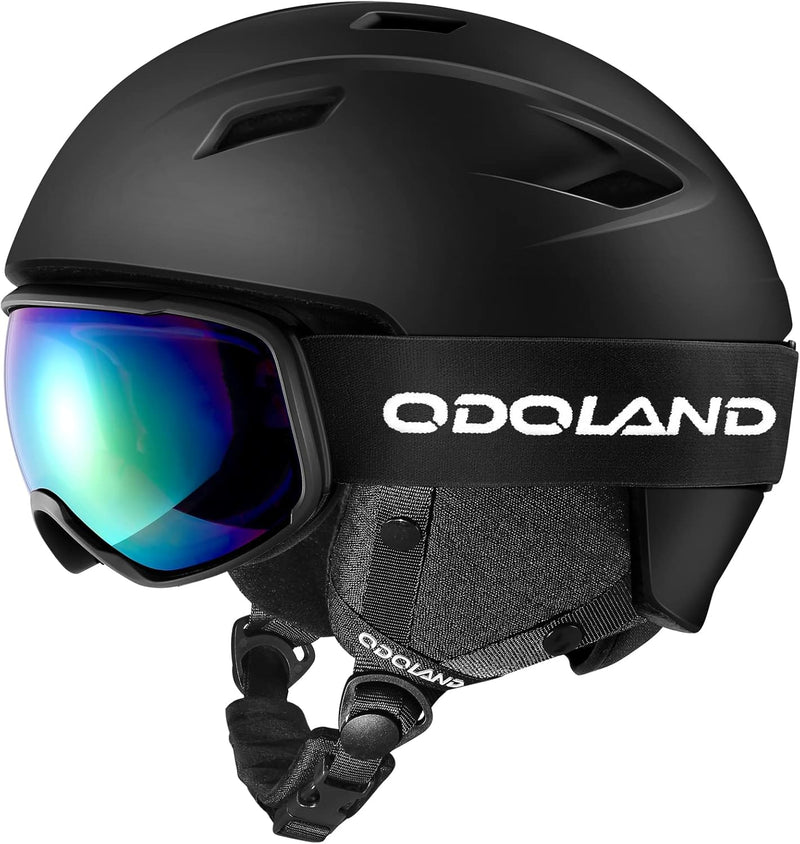 Odoland Skihelm und Skibrille Set Snowboardhelm mit Snowboardbrille für Damen und Herren Ski Goggles