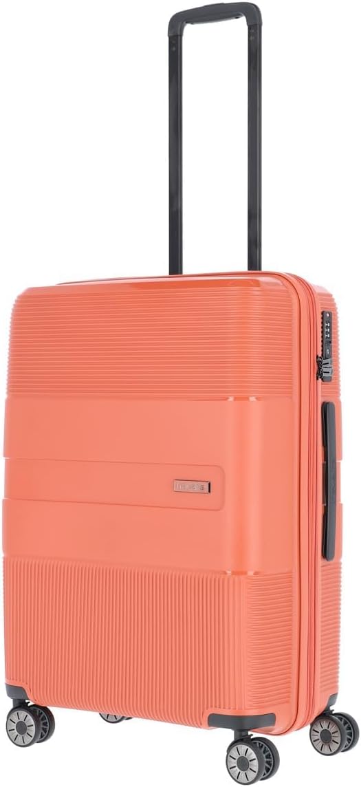 travelite 4-Rad Hartschalen Koffer mittelgross mit Dehnfalte + TSA Schloss, Gepäck Serie WAAL: Stabi