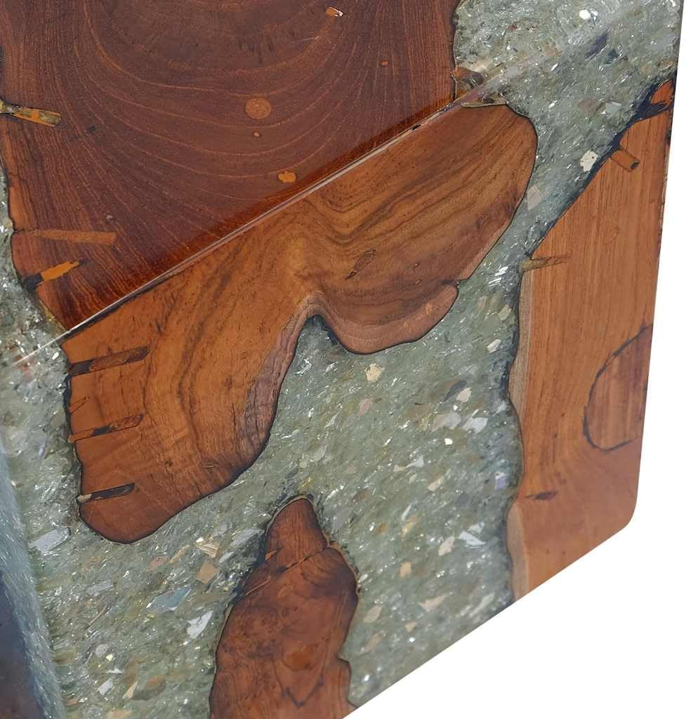 vidaXL Teak Massivholz Hocker Sitzhocker Fusshocker Beistelltisch Harz 30x30x40cm
