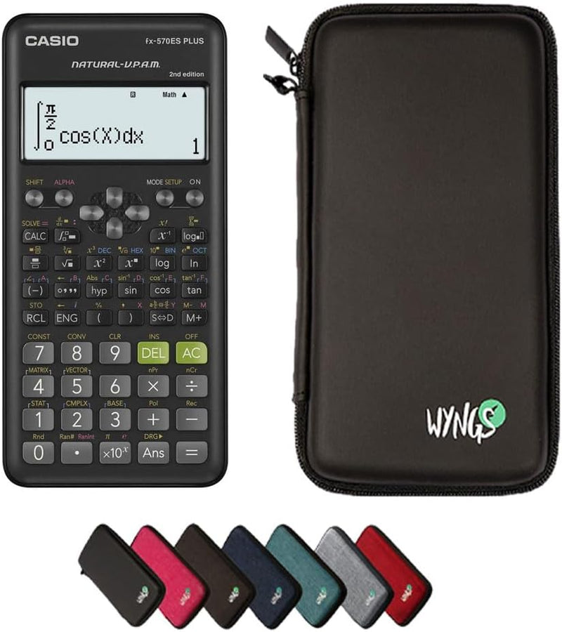 CALCUSO Sparpaket: Casio FX-570ES Plus 2nd Edition + WYNGS Schutztasche schwarz + Erweiterte Garanti