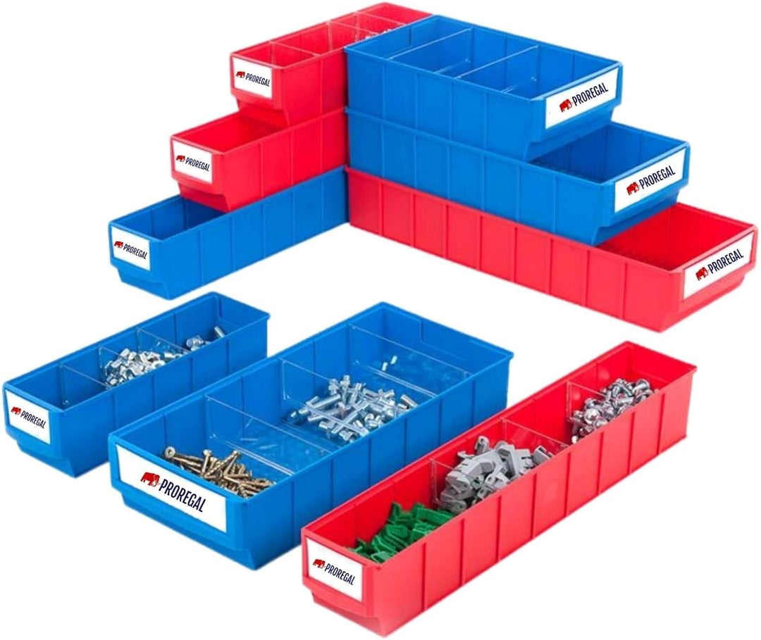 Blaue Industriebox 300 S | HxBxT 8,1x9,1x30cm | 1,6 Liter| Sichtlagerkasten, Sortimentskasten, Sorti