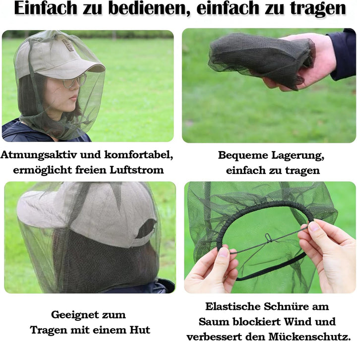 5 Stück Mückennetz Kopf, Mückenschutz Schottland, Moskitonetz Kopf, Mückenschutz Outdoor Kopfnetz, H