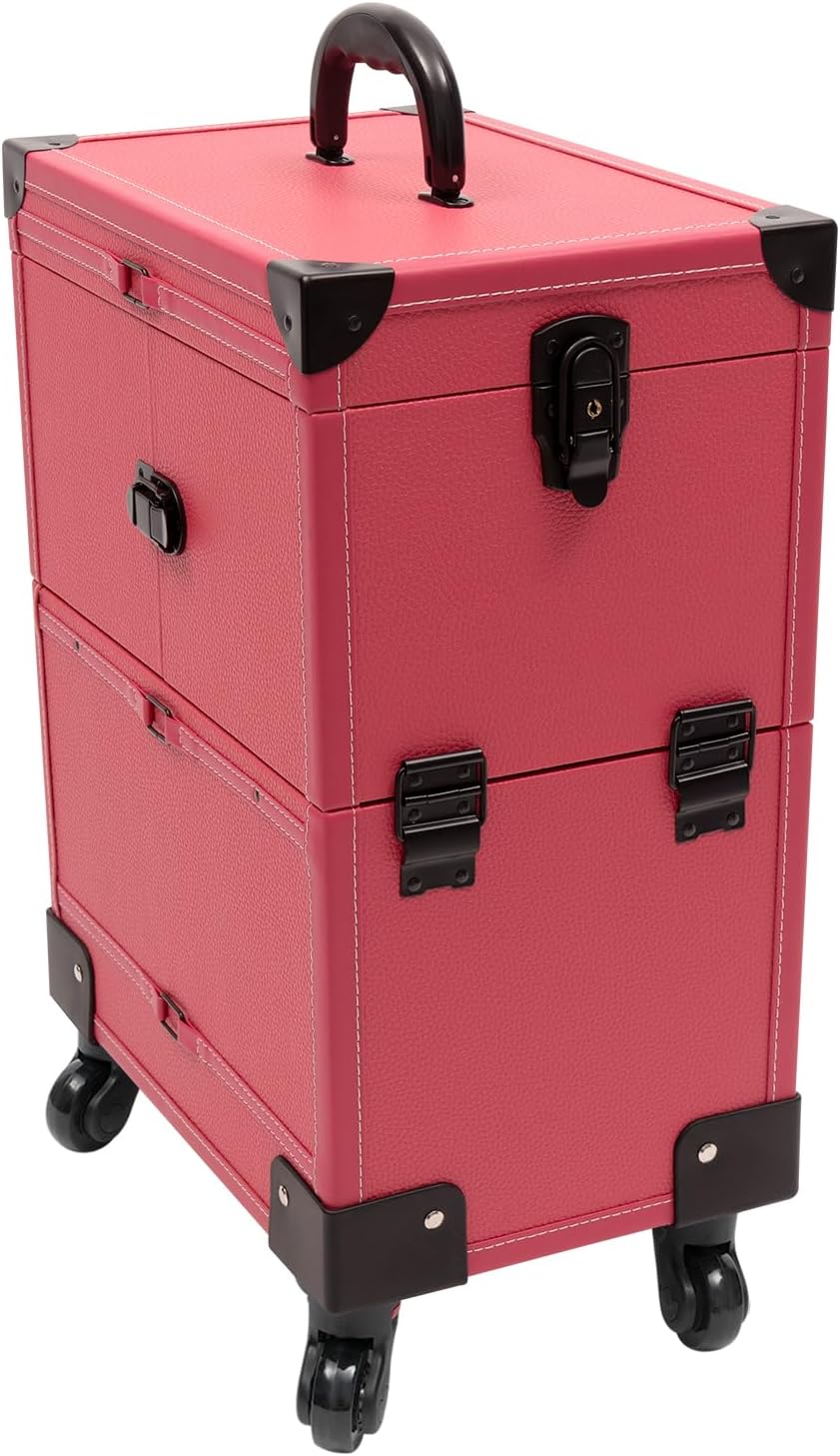 Rolling Kosmetikkoffer Trolley Profi Schminkkoffer Kosmetik-Trolley mit Spiegel, Make up Koffer Kosm