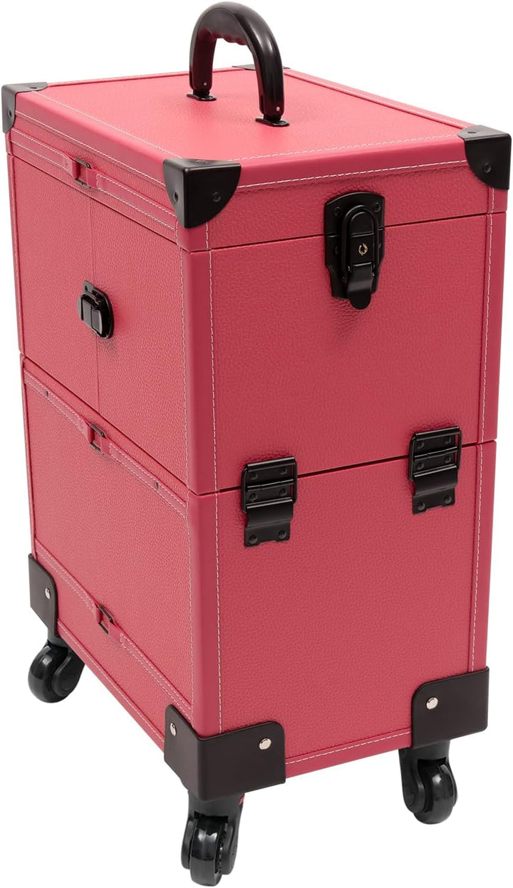 Rolling Kosmetikkoffer Trolley Profi Schminkkoffer Kosmetik-Trolley mit Spiegel, Make up Koffer Kosm