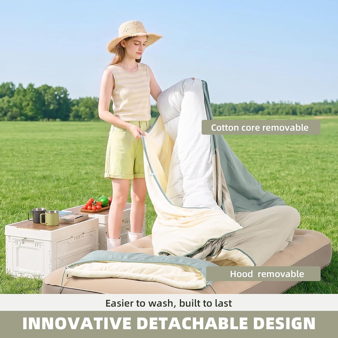 BISINNA 0°C Schlafsack mit abnehmbarem Bezug – Kompakt 4 Jahreszeiten 2.5kg, 2.5kg