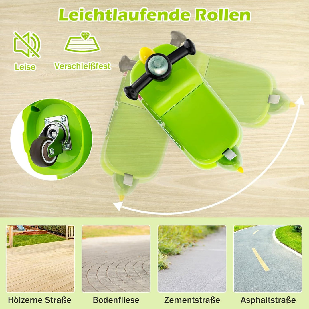 DREAMADE Rutschauto, Dinosaurier Rutschfahrzeug mit Hupe, Musik, Lichtern, Stauraum unter dem Sitz &