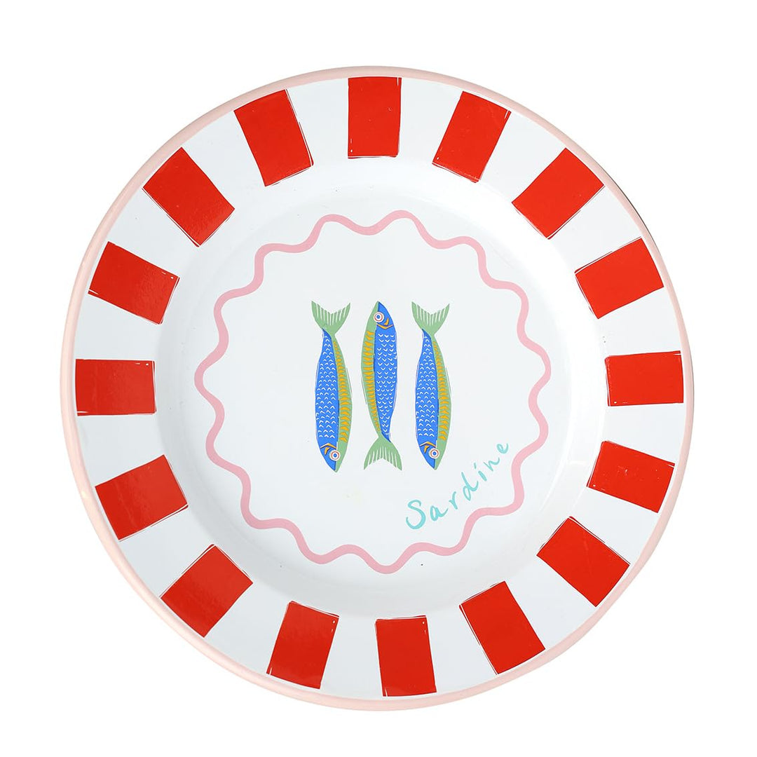 Talking Tables Bon Appetit Handgefertigtes Emaille-Dinnerteller mit Fisch-Design leicht perfekt für