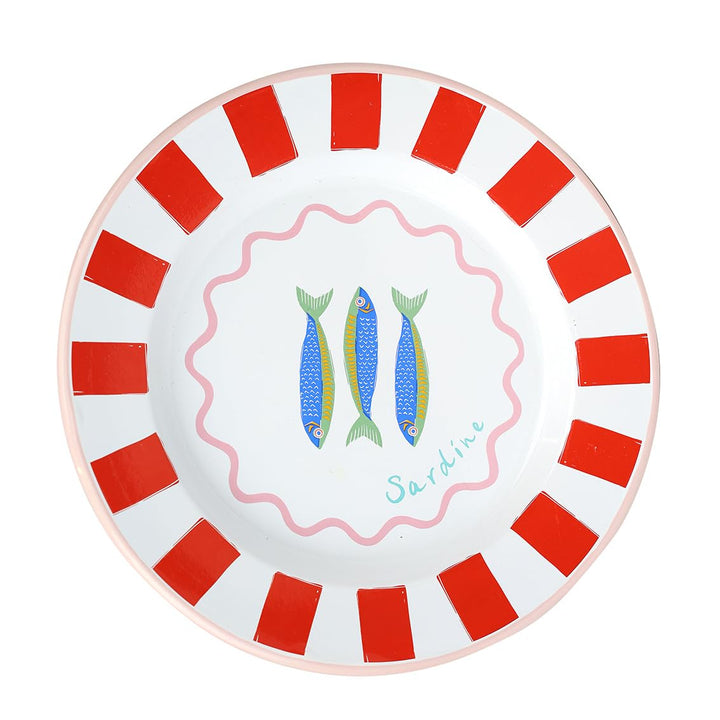 Talking Tables Bon Appetit Handgefertigtes Emaille-Dinnerteller mit Fisch-Design leicht perfekt für