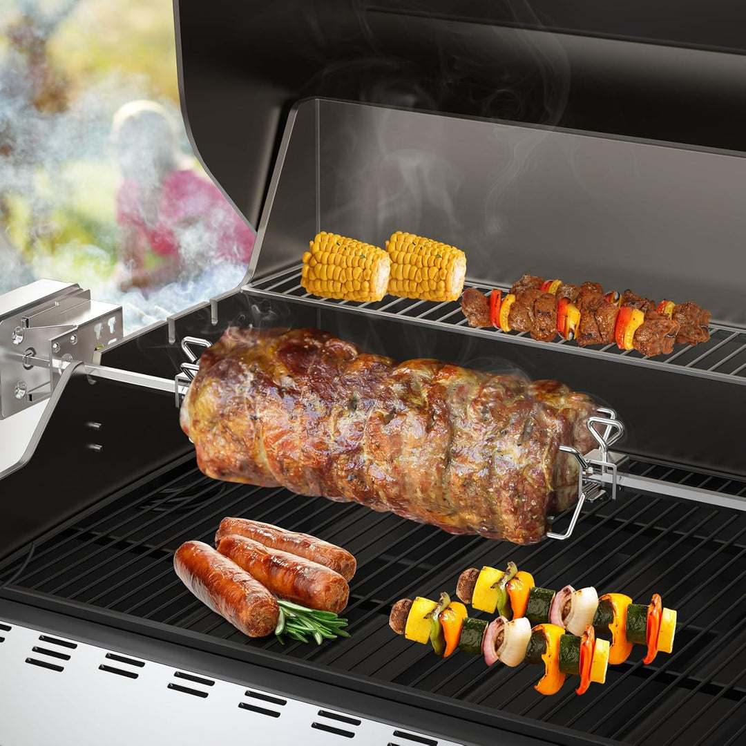 Onlyfire BRF-6102 Edelstahl Rotisserie Fleischklammer Fleischnadel, für 10MM und 8MM quadratischen D