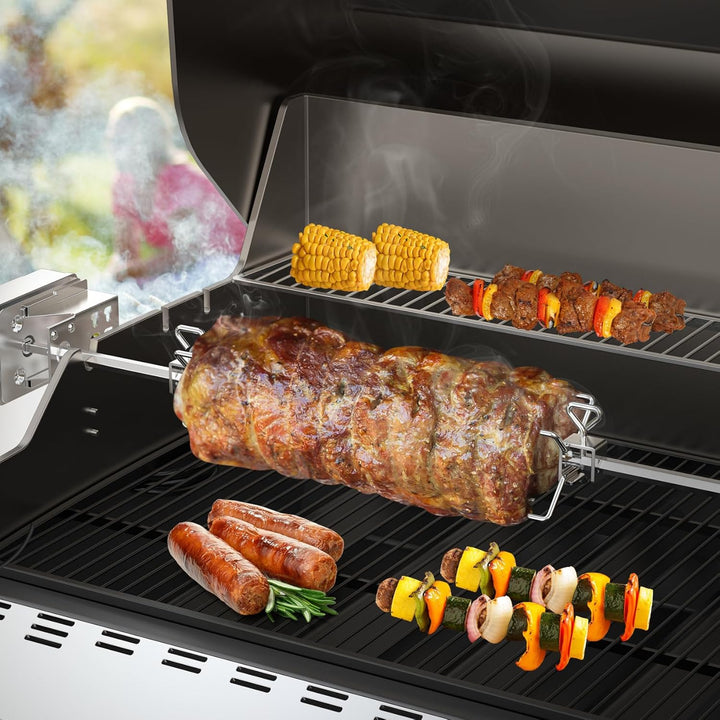 Onlyfire BRF-6102 Edelstahl Rotisserie Fleischklammer Fleischnadel, für 10MM und 8MM quadratischen D