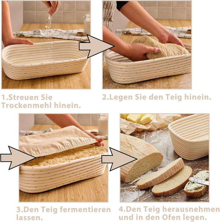 Gärkörbchen Oval, Gärkorb für Reben, Handgefertigter Rattan Fermentationskorb, Brot Gärkorb Handgefe