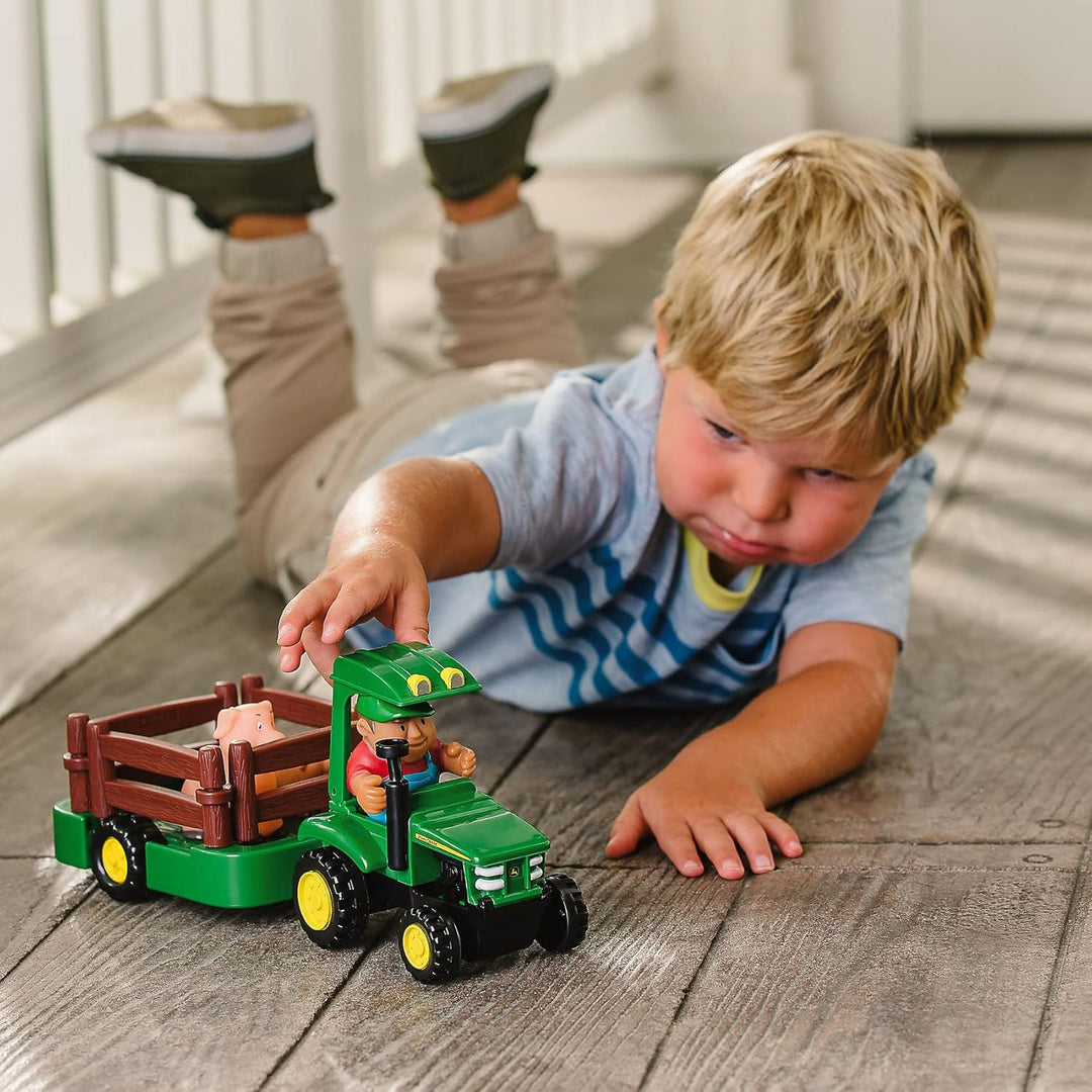 JOHN DEERE 1st Farming Fun Hauling Set Traktor mit Anhänge, Traktor mit Anhänge