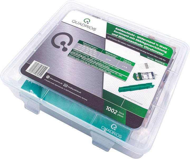 QUADRIOS GmbH Widerstands Sortiment Set Box Kohleschicht-Widerstände bedrahtet 1Ohm - 1M Ohm Sortime