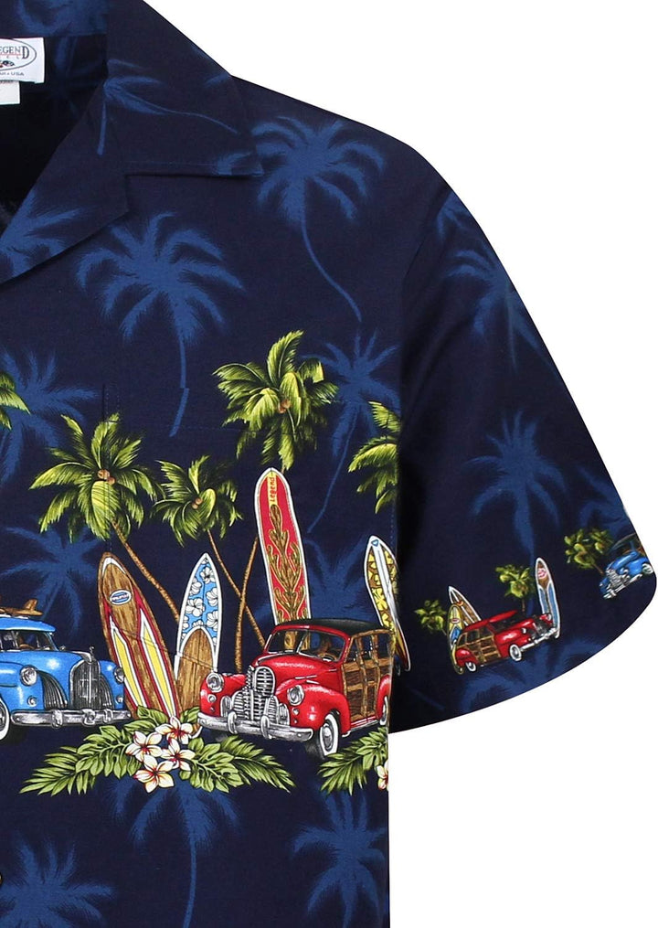 Pacific Legend Original Hawaiihemd Kurzarm Herren Kurzarm Button-Down Front-Tasche Hawaii-Print Surf