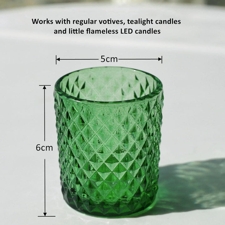 Vohocandle 12 Stück Grüne Teelichthalter aus Glas für Hochzeitstisch, Teelichtgläser Jahrgang für Ba