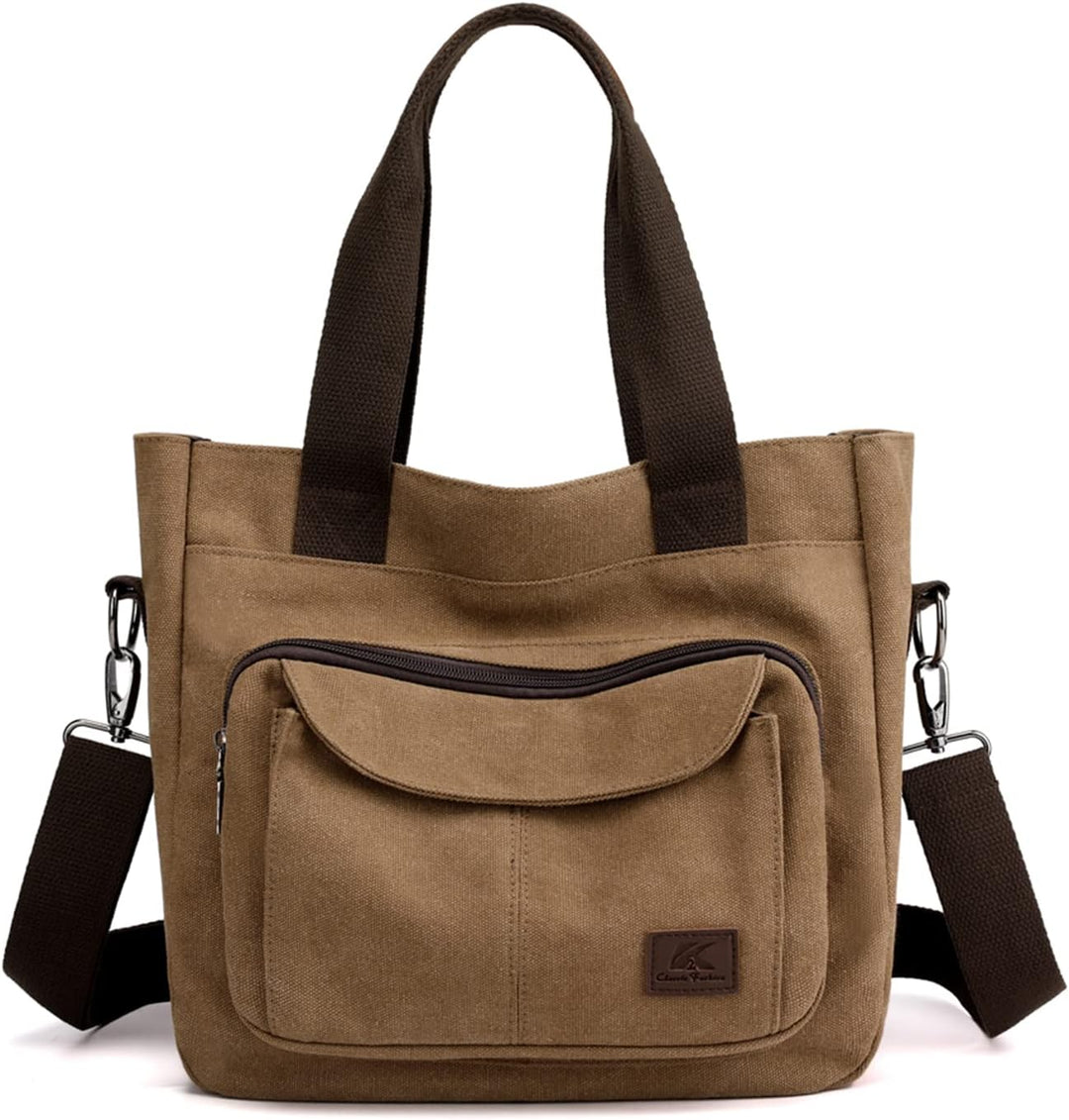 PORRASSO Damen Umhängetasche Canvas Schultertasche Handtasche Hobotasche Tote Mädchen Crossbody Bag