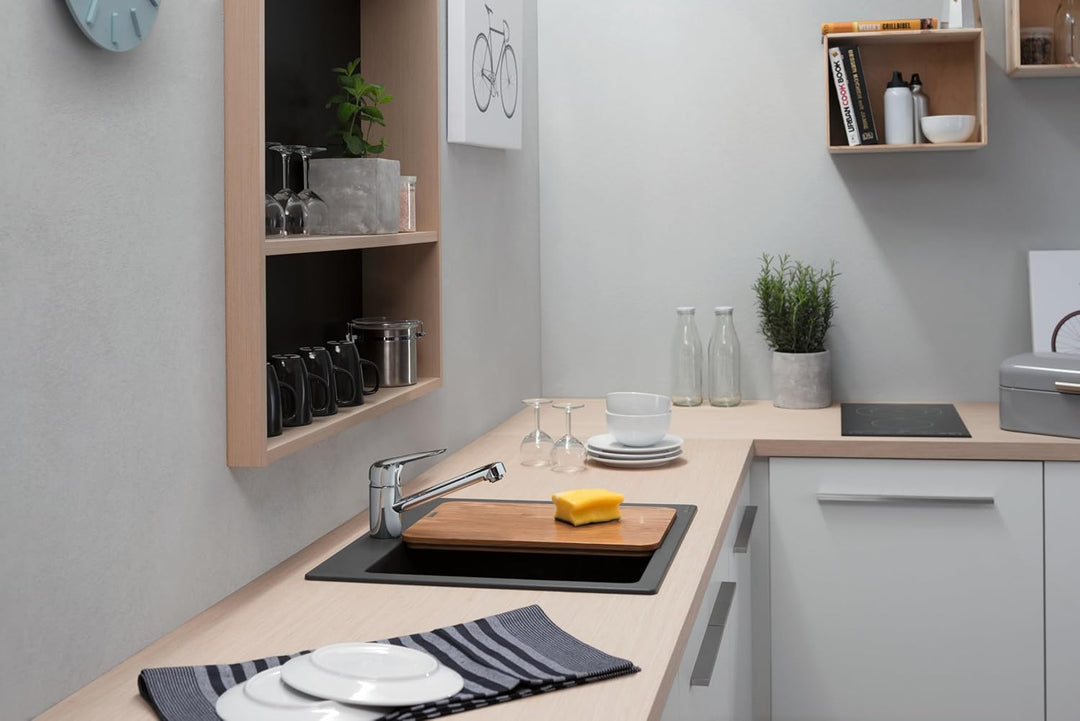 hansgrohe Küchenarmatur (Wasserhahn Küche 360° schwenkbar, hoher Komfort-Auslauf 100mm, Standardansc
