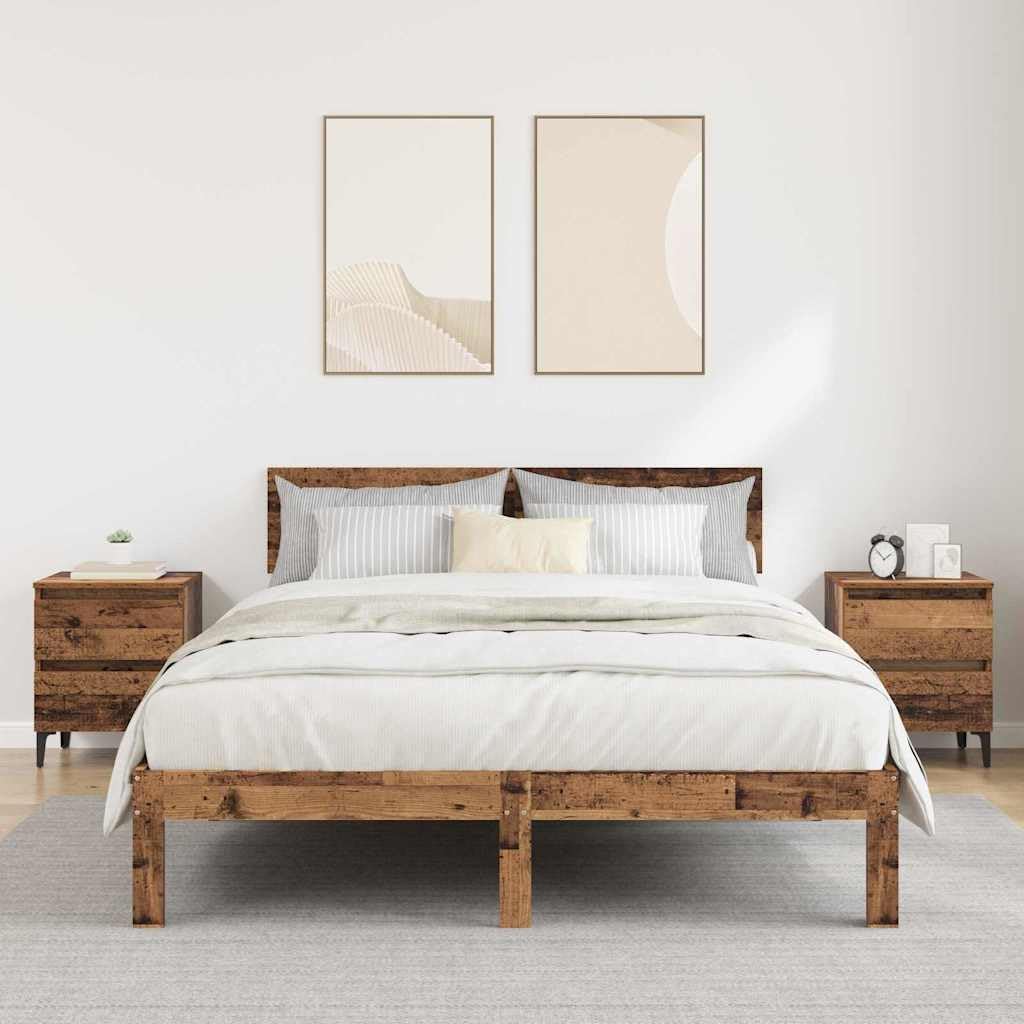 vidaXL Bettkommoden 2 Stück Alter Holz 40x35x50 cm Spanplatte Altes Holz, Altes Holz