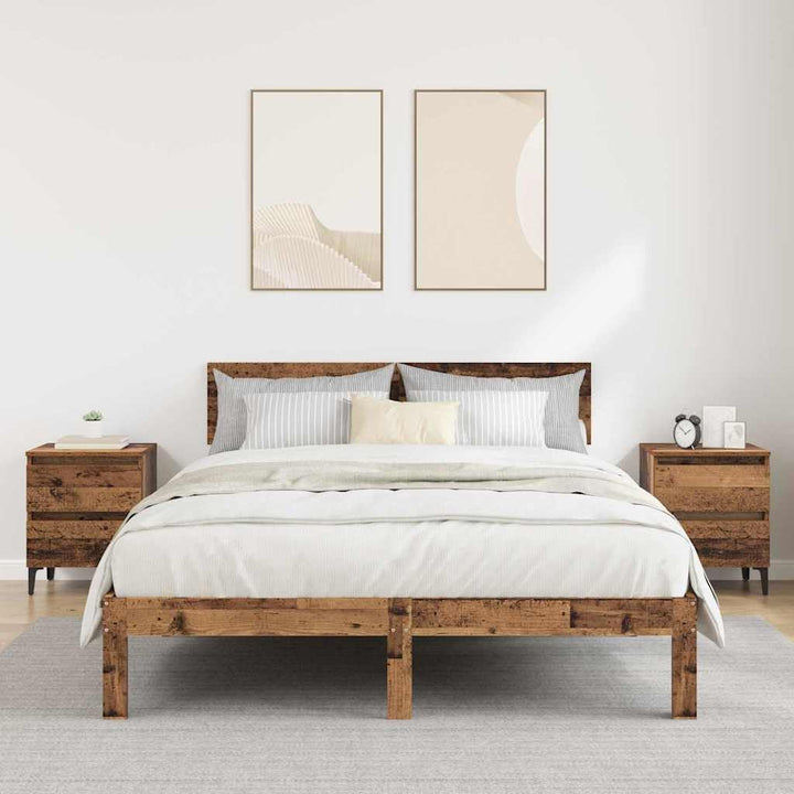 vidaXL Bettkommoden 2 Stück Alter Holz 40x35x50 cm Spanplatte Altes Holz, Altes Holz