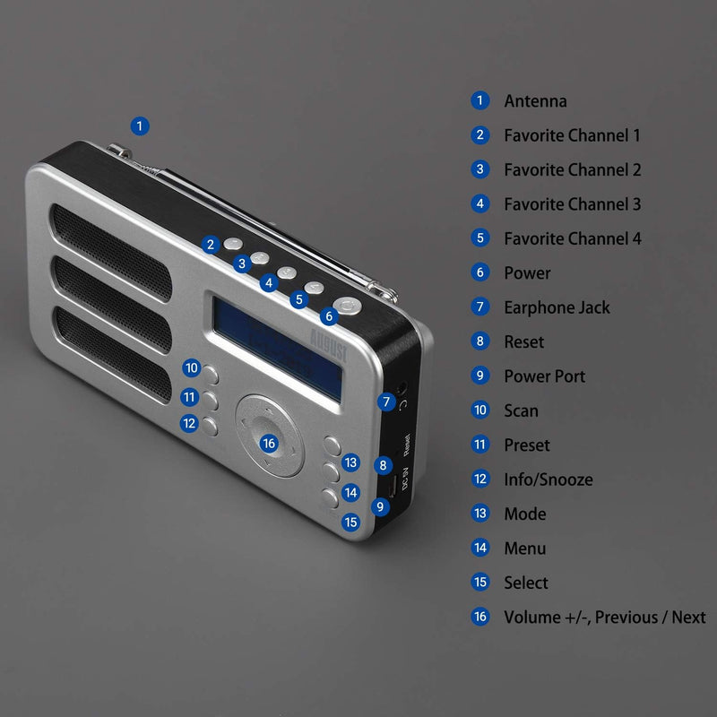 August MB225 - Tragbares Radio mit DAB+ / DAB/FM RDS-Funktion 40 Presets digitaler Radiowecker Stere