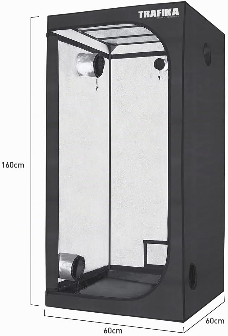 TRAFIKA Growzelt für Indoor-Anbau 60x60x160CM / Grow Tent/Grow Box/GROWBOX/Grow Schrank/GROWSCHRANK/