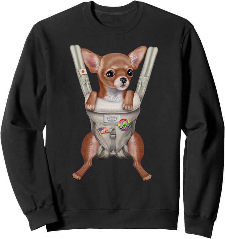 Brauner Chihuahua-Hund in der Babytrage Sweatshirt