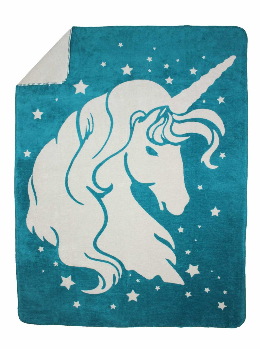 Moon Luxus Kuscheldecke Wolldecke Wohndecke Baumwolldecke Einhorn 150x200 (Petrol), Petrol