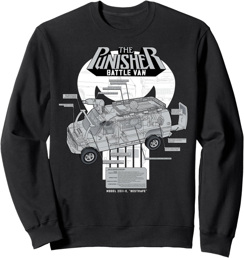 Marvel The Punisher Battle Van Schematic Sweatshirt