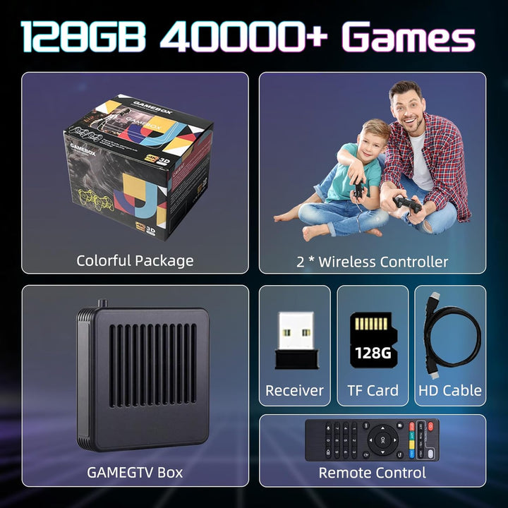 Retrowave G11 Pro, 128GB 40000+ Spiele Retro Spielekonsole für TV, 40+ Emulatoren Retro Konsole Unte