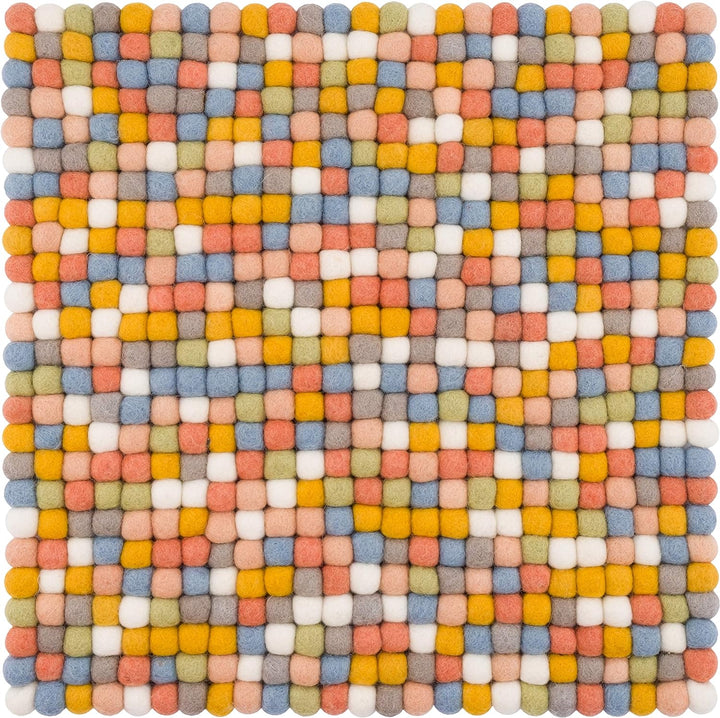 myfelt Filzkugel-Sitzauflage Stuhlauflage - Liese - quadratisch, 36x36 cm, Matt bunt