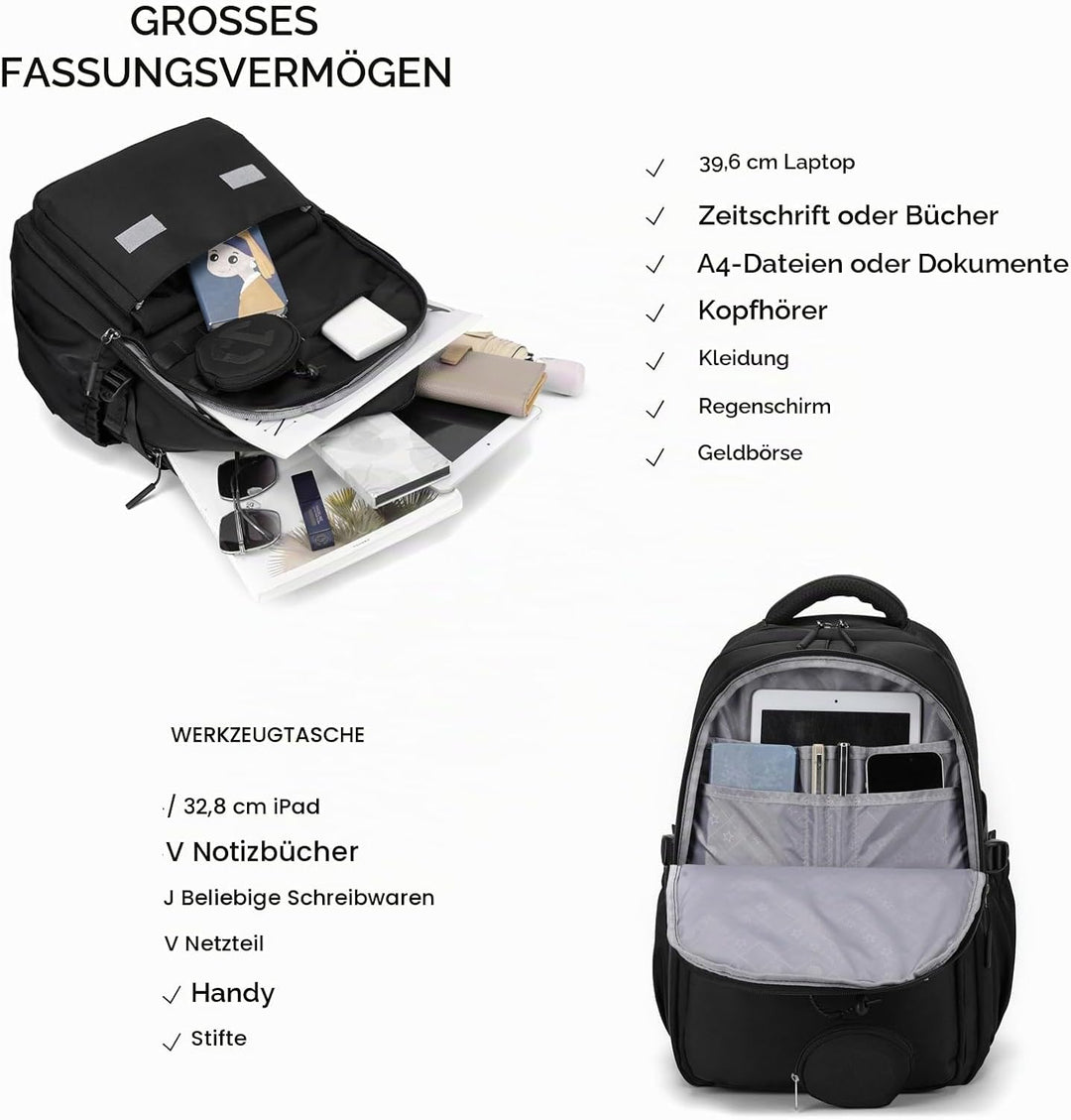 JANSBEN Wasserdichter Schulrucksack für Teenager Jungen und Mädchen, Mehrfachfach Design für Schule