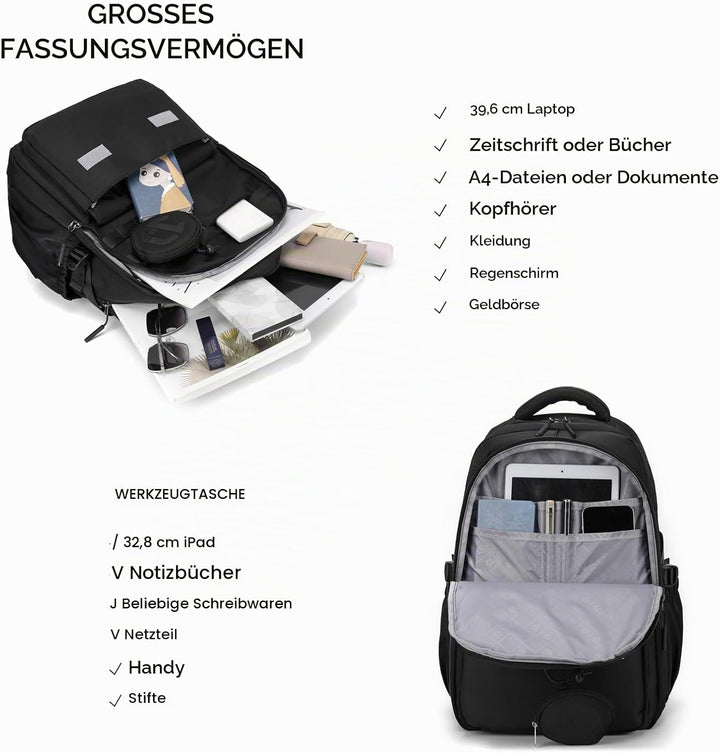 JANSBEN Wasserdichter Schulrucksack für Teenager Jungen und Mädchen, Mehrfachfach Design für Schule
