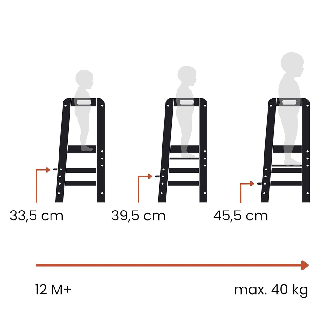 hauck Learn N Explore, Schwarz - Lernturm für KInder aus FSC® Zertifiziertes Buchenholz, Höhenverste