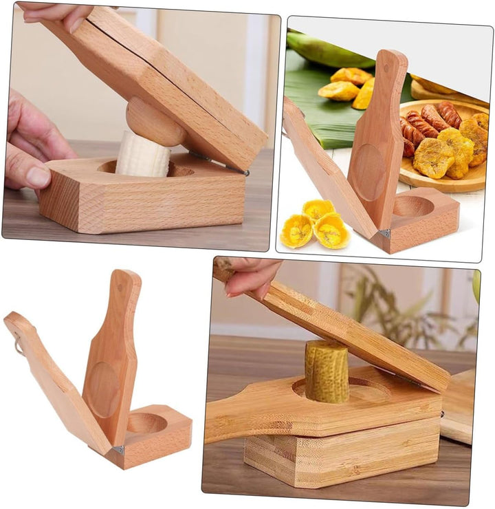 DOITOOL Manuelle Tostones Presse aus Holz mit Ergonomischem Griff Faltbarer Plantain Smasher für Knu