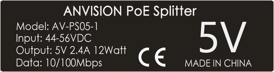 ANVISION 4er Pack 5V PoE Splitter, 48V auf 5V 2.4A Adapter mit Micro USB Stecker, IEEE 802.3af kompa